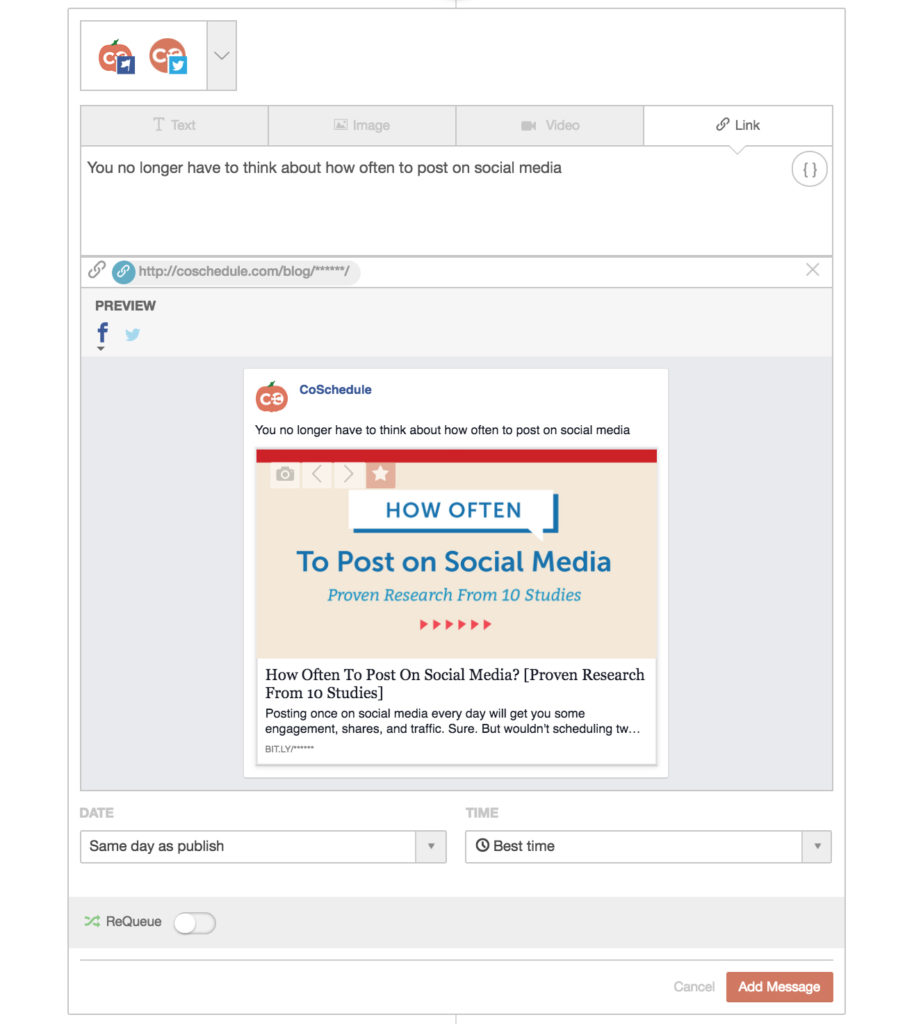coschedule stand alone message